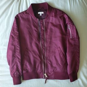 UO Silence + Noise Maroon Bomber Jacket XS